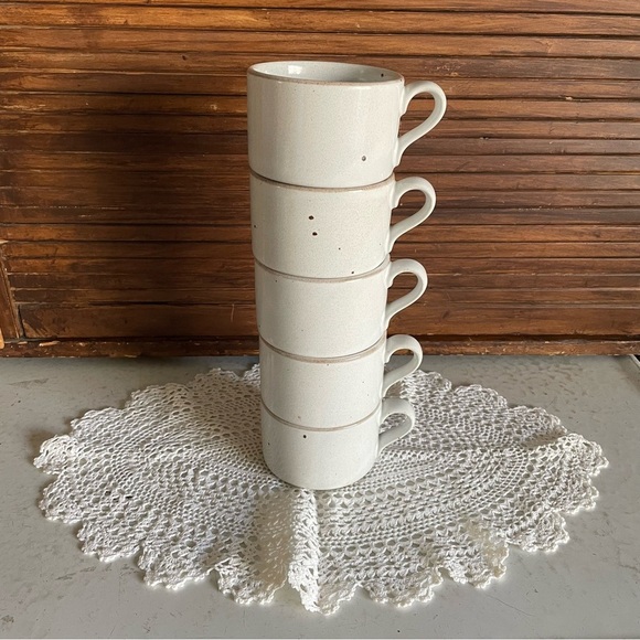 5 MCM Dansk Nielstone Speckled Stoneware Flat Mugs Cups Niels Refs-gaard Design - Picture 13 of 15
